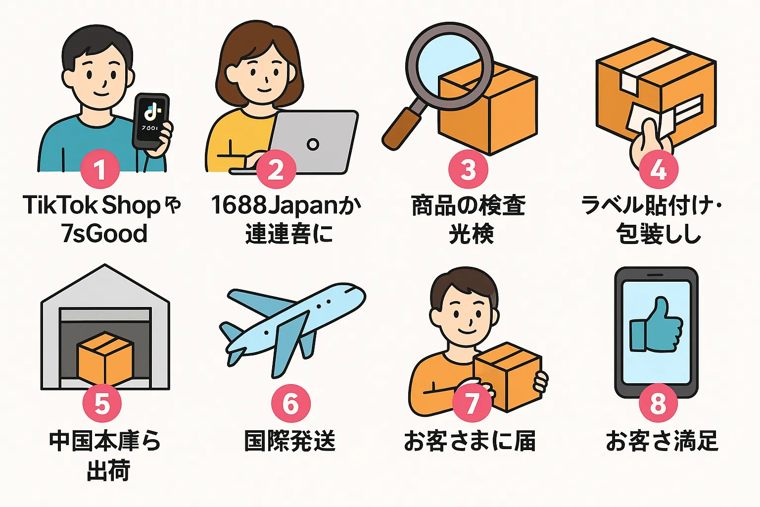 図7：TikTok・7sGoodと1688Japanの連携構造図