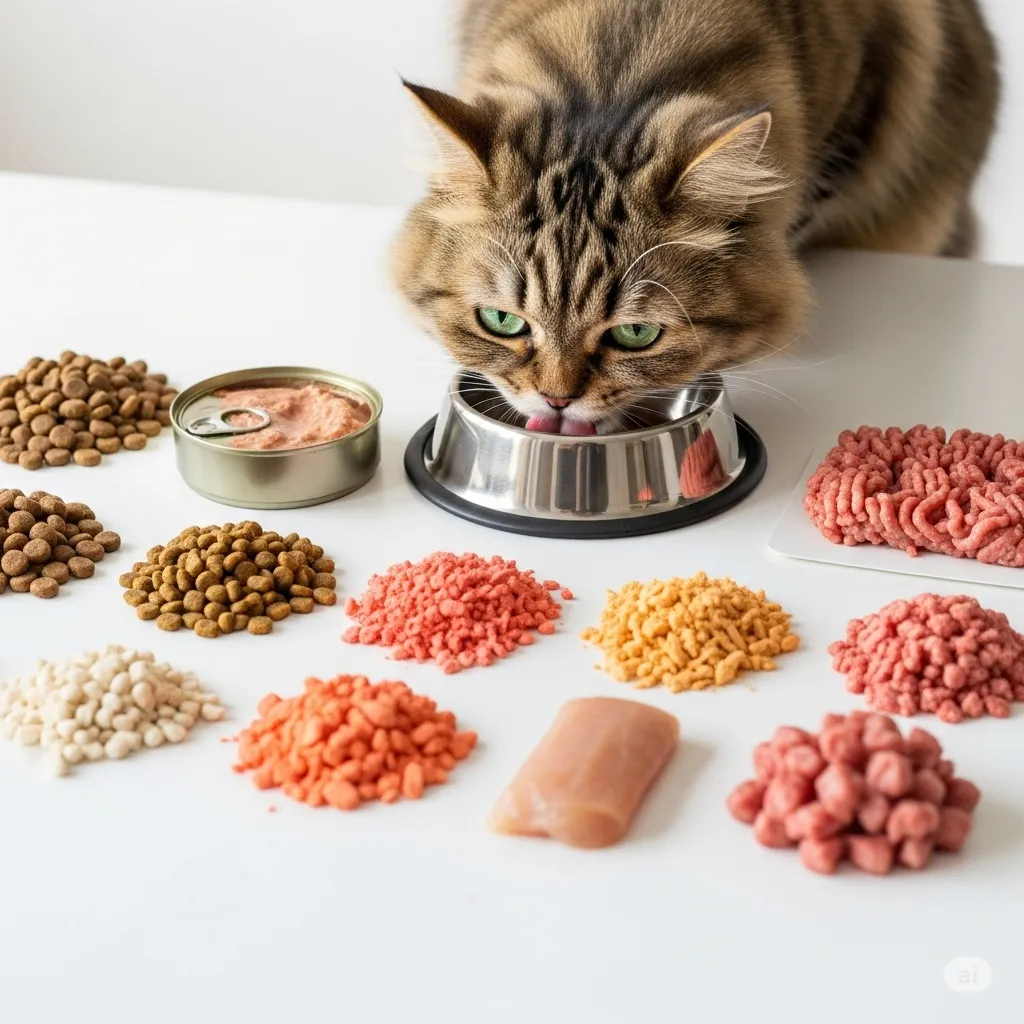 第16編:ドライかウェットか?猫の主食選び完全解説|ドライフード・ウェットフード・フリーズドライ・生骨肉のメリット・デメリットと組み合わせのヒント