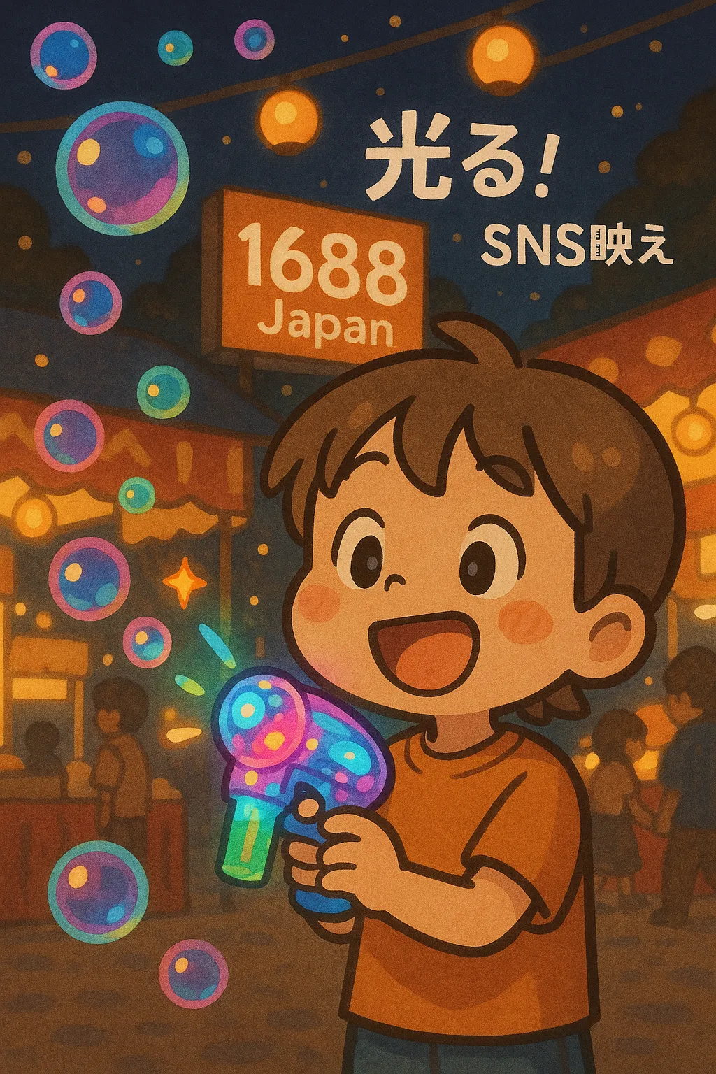 光るバブルガン（夜の屋台シーン）