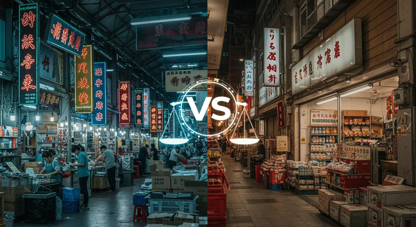 日本と中国の卸問屋比較イメージ