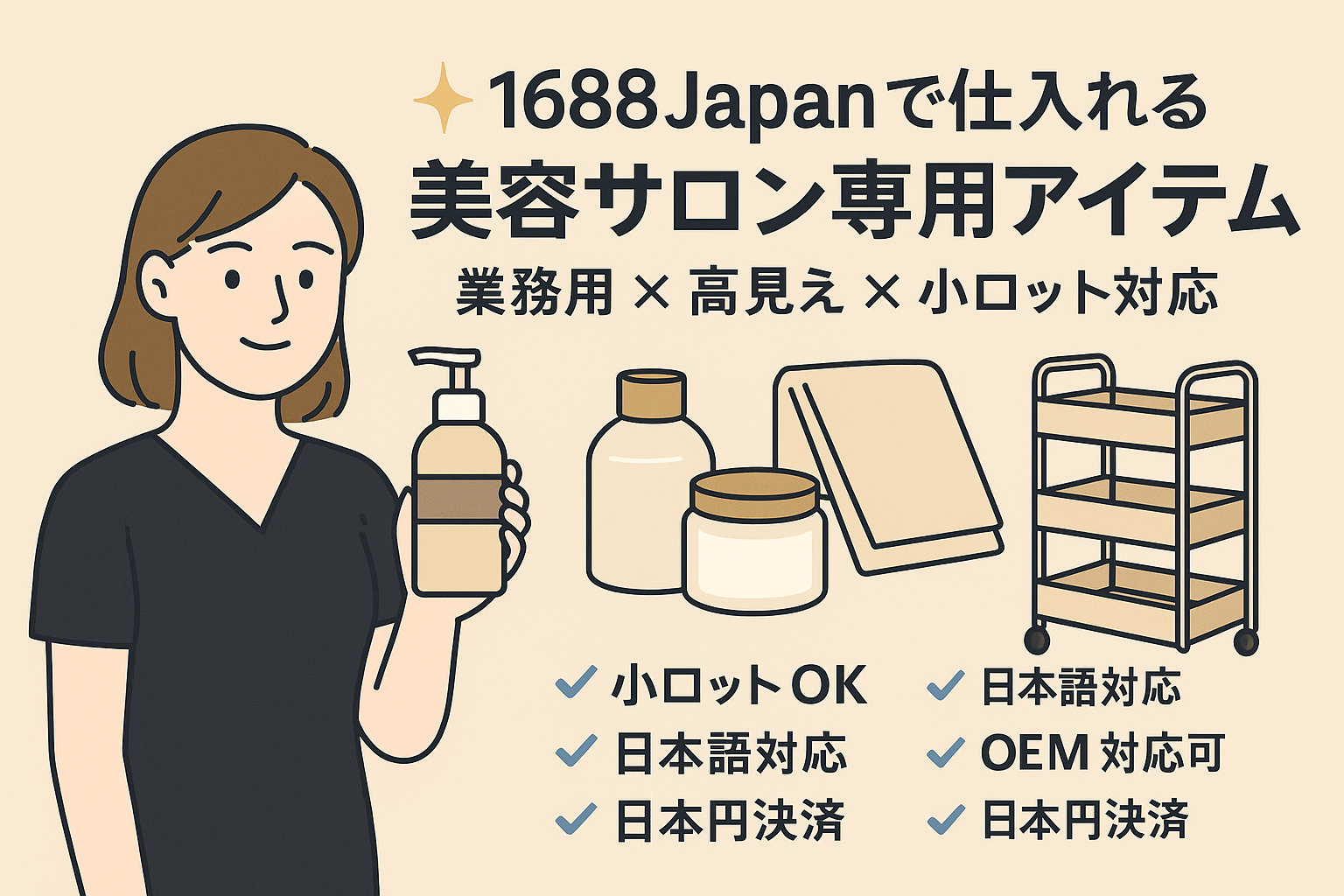 1688Japanで仕入れる美容サロン専用アイテム特集|業務用×高見え×小ロット対応