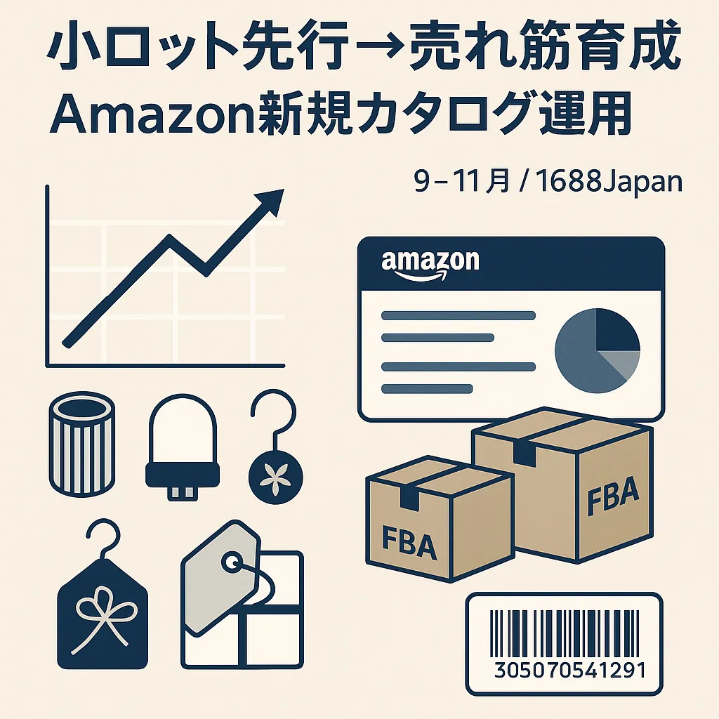 KV：データ起点の新規カタログ立ち上げ（ビジネス調・1688Japanロゴ要素）