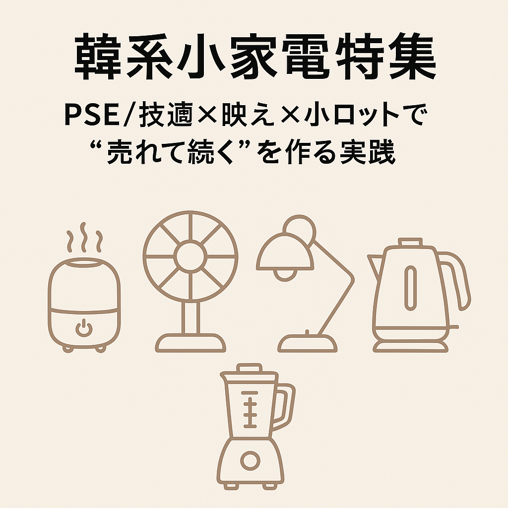 【韓系小家電特集】PSE/技適×映え×小ロットで“売れて続く”を作る｜選定基準・梱包・補充モデル