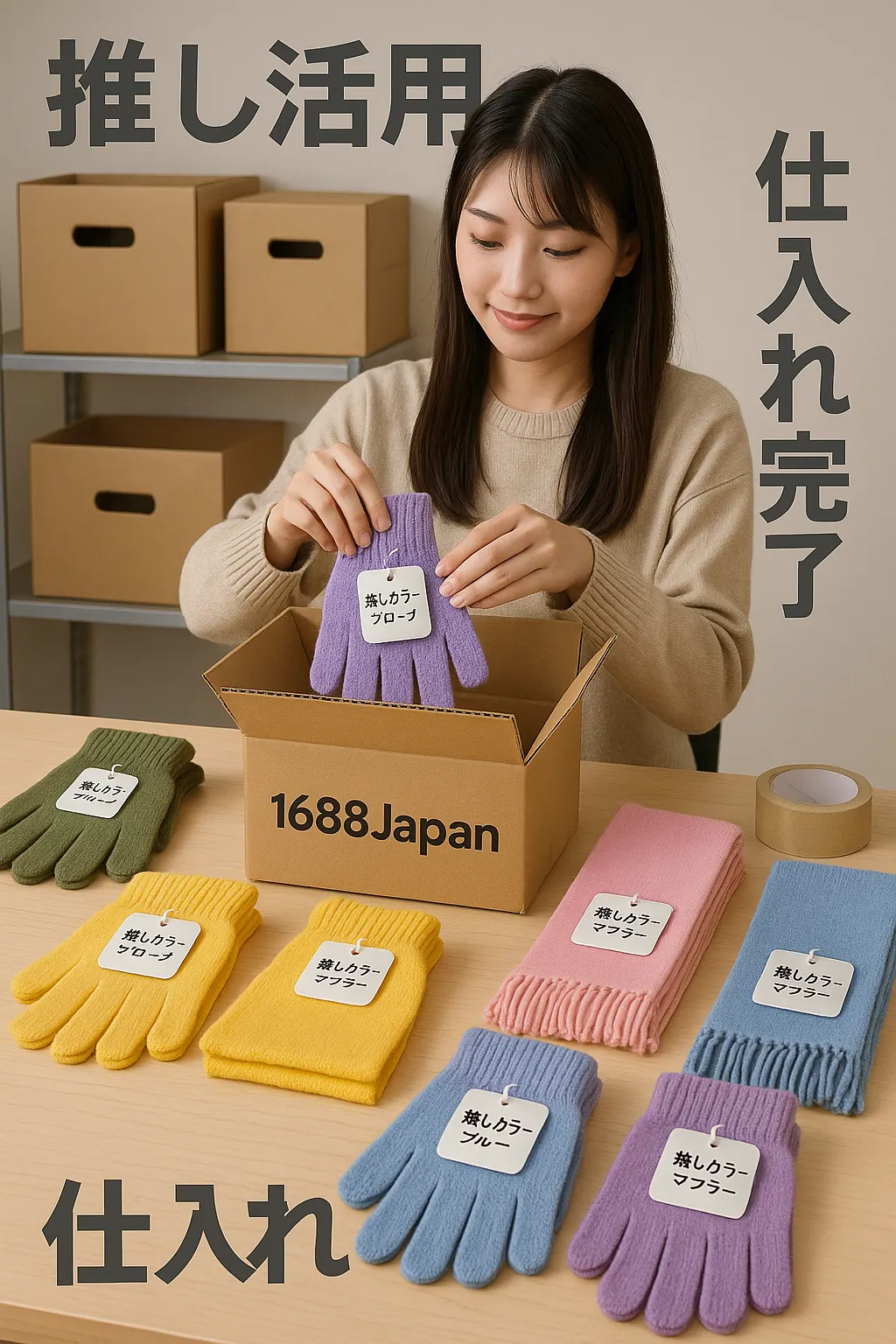 カラフルな手袋をつけてポーズするキャラクター