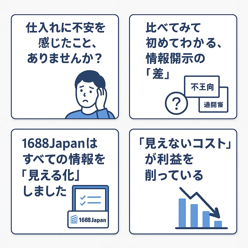 仕入れに不安を感じるユーザーのイラスト