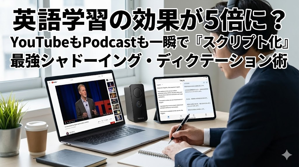 英語学習の効果が5倍に？AIボイスレコーダー『TALIX A1』を使った最強シャドーイング・ディクテーション術