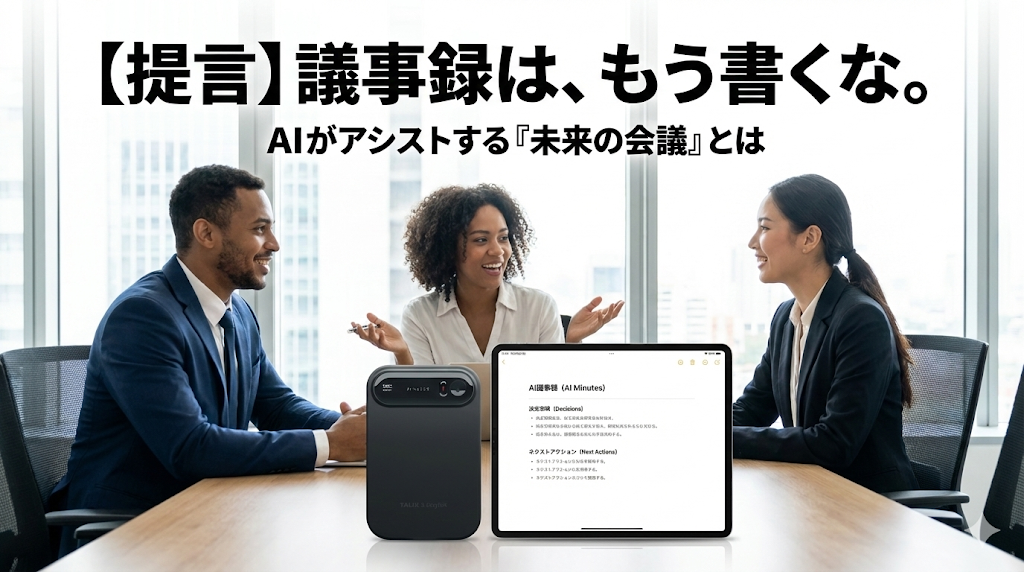【提言】議事録は、もう書くな。AIがアシストする『未来の会議』とは