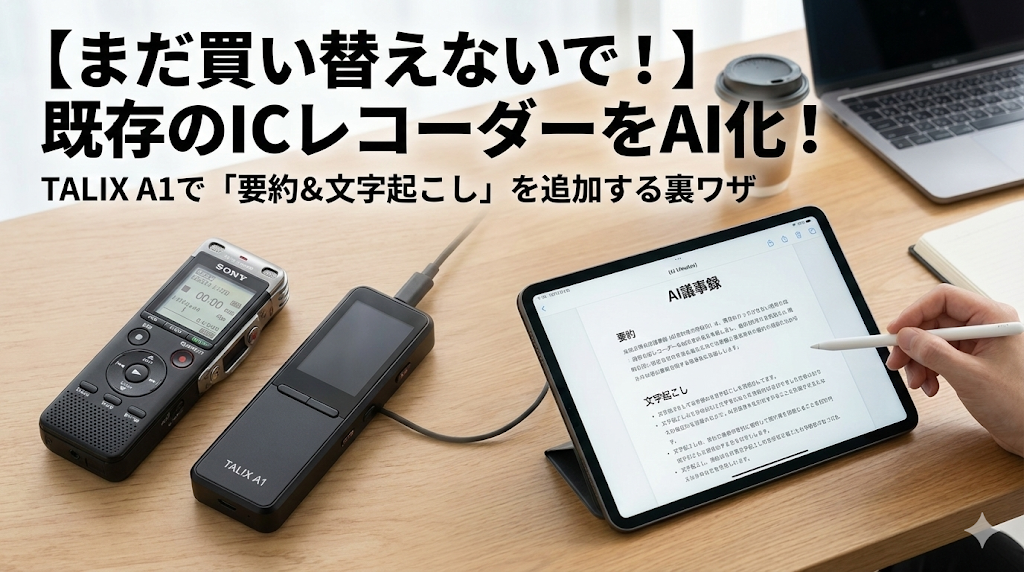 【まだ買い替えないで！】既存のICレコーダーとTALIX A1を連携させ、AI要約機能を追加する方法