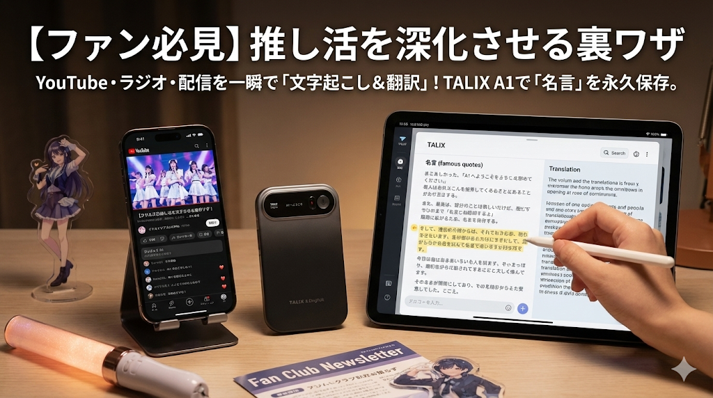 【ファン必見】YouTube、ラジオ、ライブ配信を文字起こしして「推し活」を深化させる裏ワザ